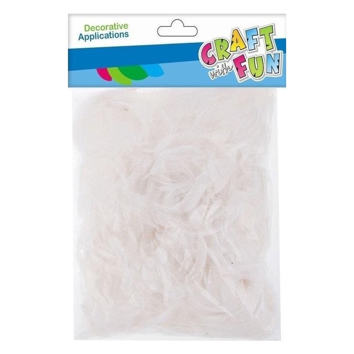 Pene decorative, Craft with Fun, 20-30 cm, 16 g, Alb