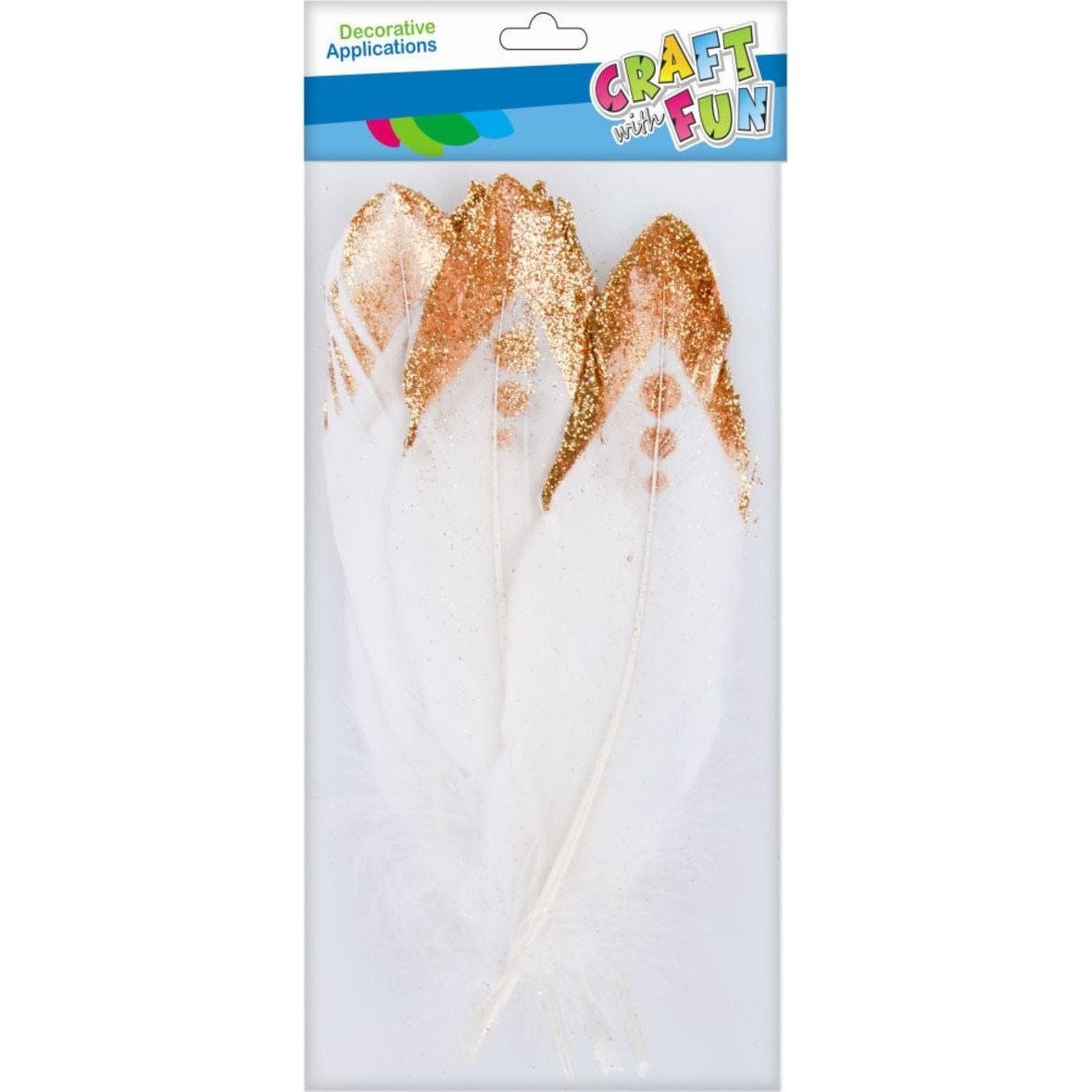 Set 4 pene, Craft with Fun, 17 - 22 cm, Alb/Auriu - eMAG.ro