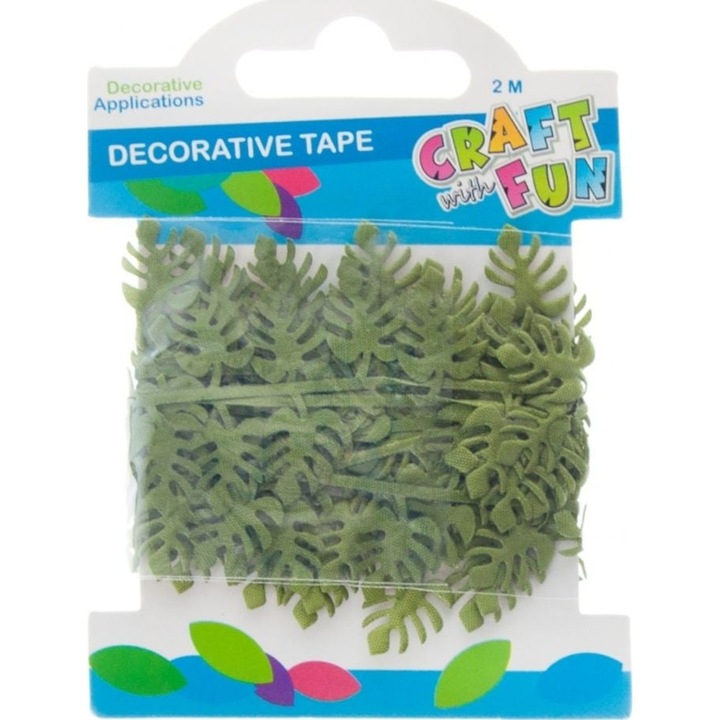 Set de artizanat, Craft with Fun, Banda decorativa cu frunze, Verde, 2 m