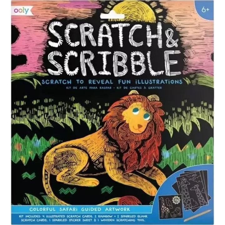 Scratch & Scribble Safari, Kolorowe Baloniki, Fa, 6 év+