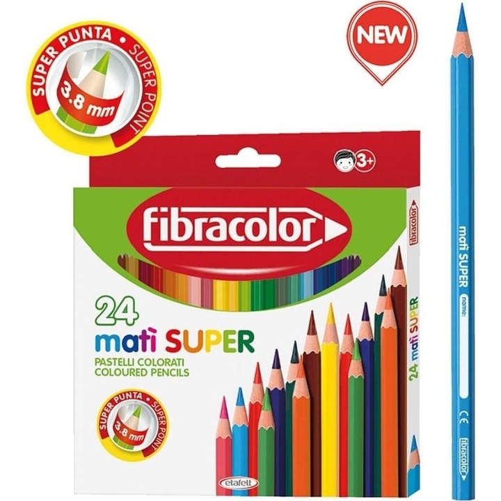 Комплект 24 цветни молива, FIBRACOLOR, Multicolor