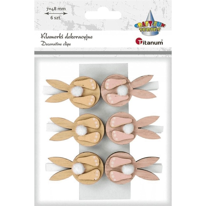 Set 6 agrafe, Titanum, Lemn, Bej/Maro