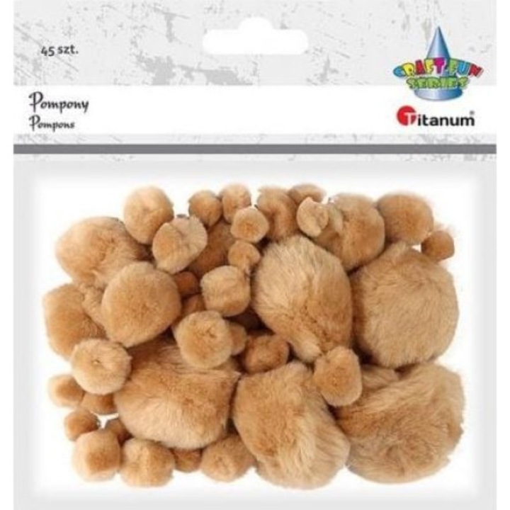 45 db-os pompon készlet, titán, akril, bézs