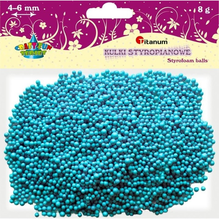 Díszgolyó készlet, Titán, Polisztirol, 8 g, 4-6 mm, Kék