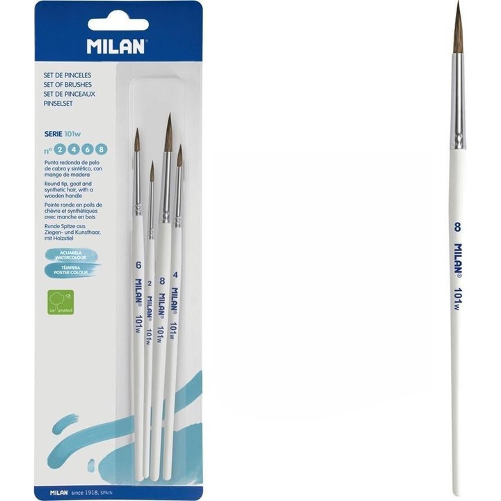 Set 4 pensule de pictura, Milan, Multicolor