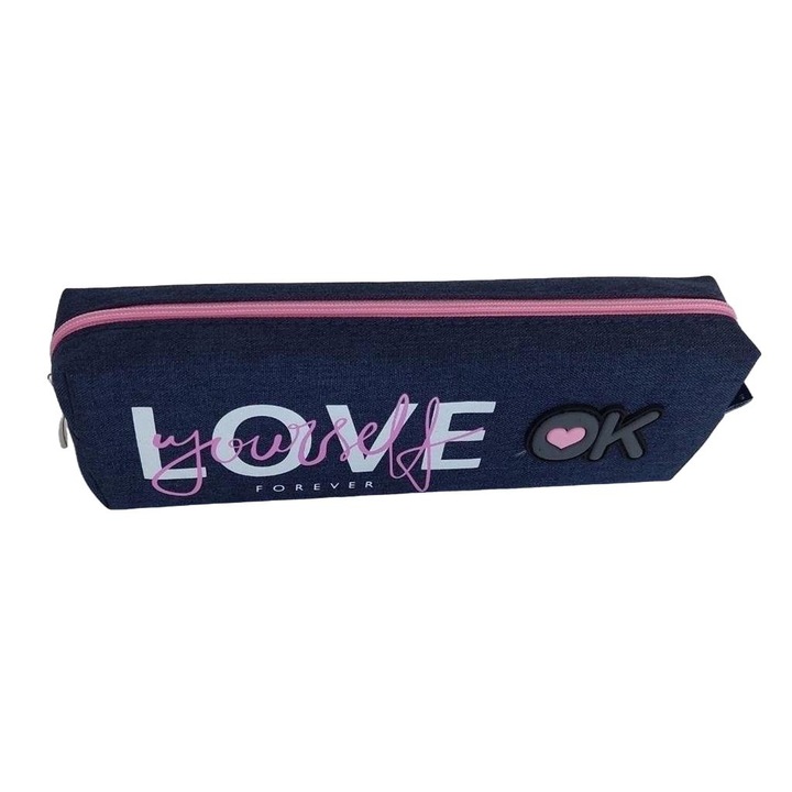 Egy rekeszes tolltartó, Fresh, "Love Forever", sötétkék/rózsaszín