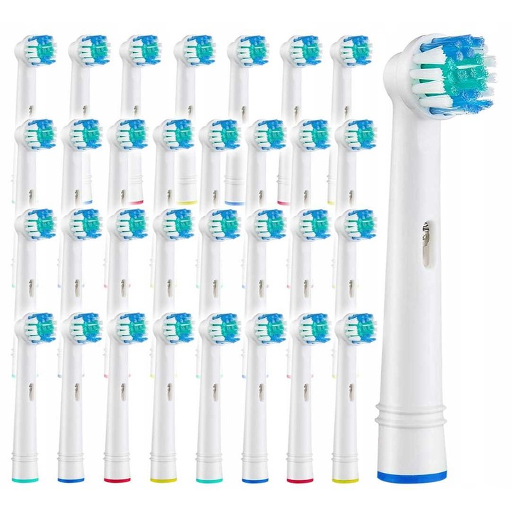32 utántöltős készlet elektromos fogkefékhez, Oral-B-vel kompatibilis, Multicolor