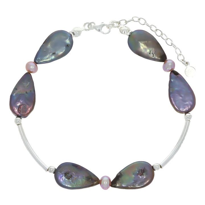 Bratara cu Perle Gri Metalizat