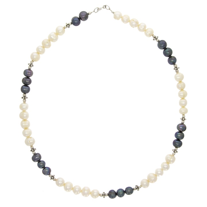 Colier Perle Alb si Gri Sidef