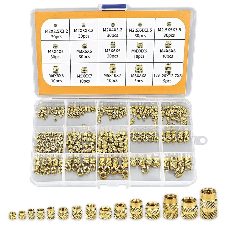 300 menetes betétkészlet, Jormftte, M2/M2.5/M3/M4/M5/M6, sárgaréz, arany