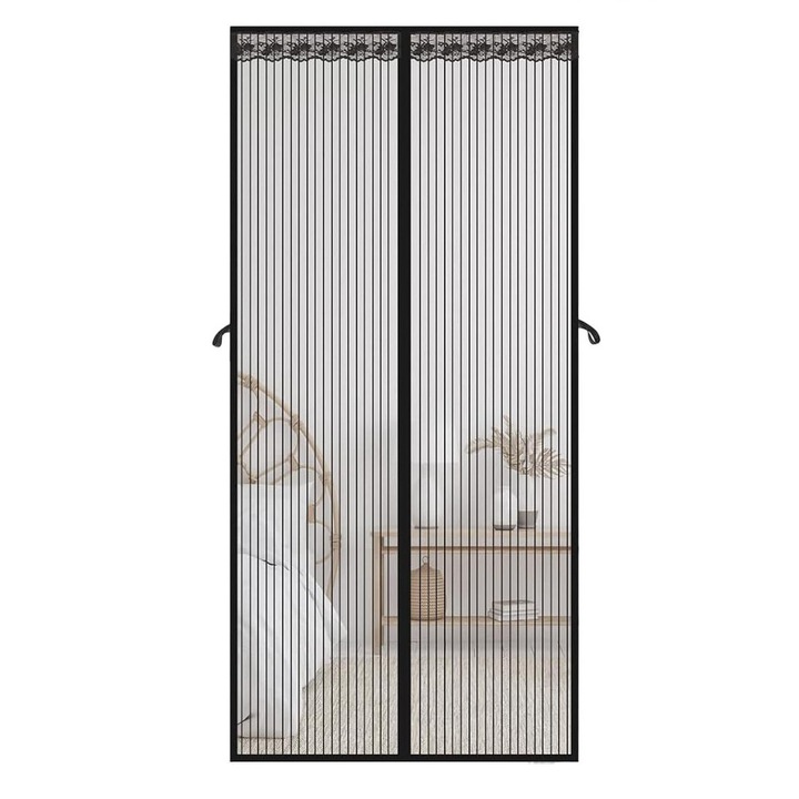Plasa de tantari magnetica pentru usa, Jormftte, Poliester, 90 x 210 cm, Negru