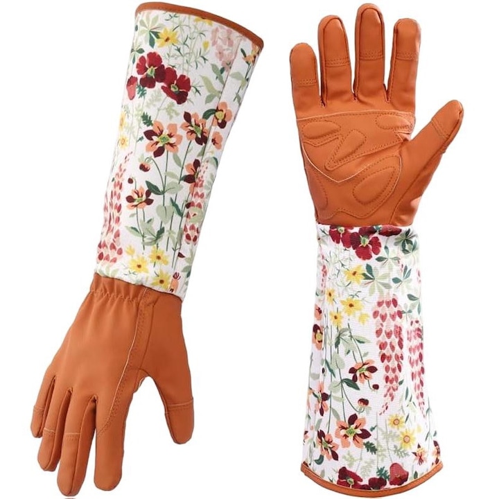 Ръкавици за градинарство, Jormftte, Естествена кожа/Полиестер/SBR, Многоцветни