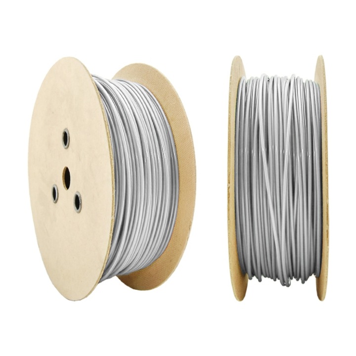 Kábel, DQPP, acél/PVC, 2/4 mm, 1x19, 40 m, átlátszó