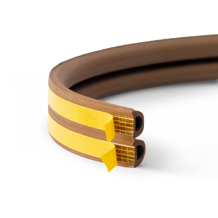 Самозалепващ се уплътнител за врати и прозорци, DQPP, 9х7,4 мм, кафяв, 5 м