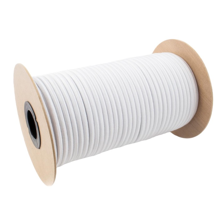 Еластично въже, DQPP, Каучук, 12 мм, 10 м, Бял