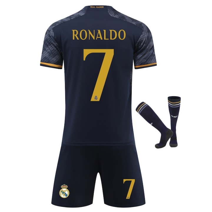 2324 Комплект футболни фланелки на Реал Мадрид Роналдо, Черен