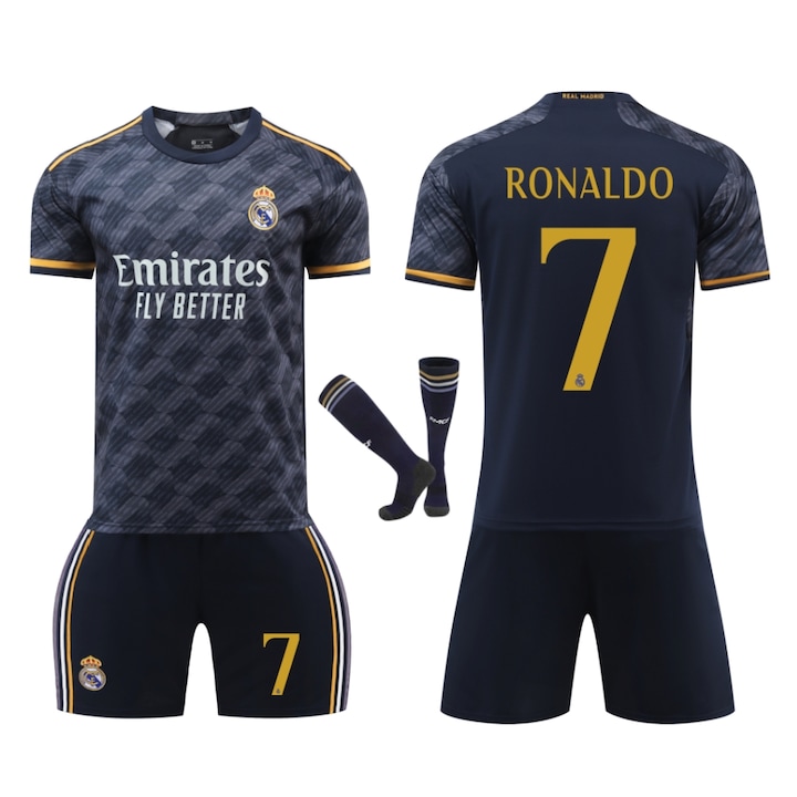 Детска спортна екипировка Real Madrid Ronaldo Футболни тениски, Черен