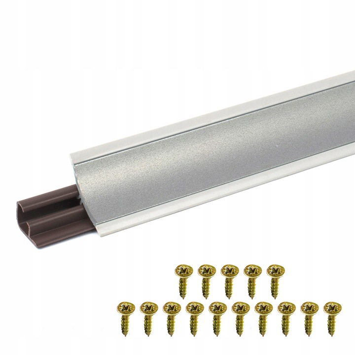 Set plinta blat bucatarie si 15 suruburi, DQPP, PVC, 2.5 m, Aluminiu satinat