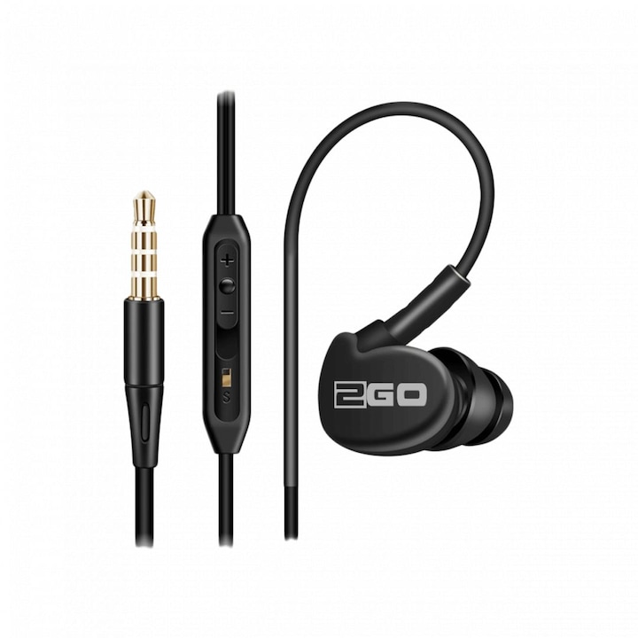 2GO Active One In-Ear Sport Fejhallgató Fekete, Mikrofon/Fülhallgató