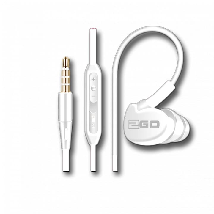 2GO Active One In-Ear Sport Fejhallgató Fehér, Mikrofon/Fülhallgató