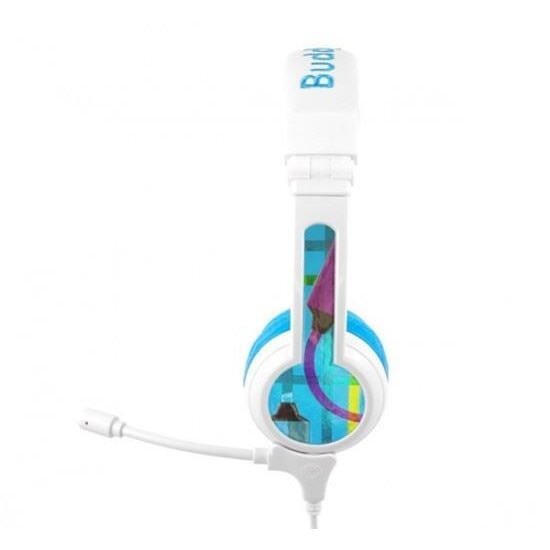 Casti cu fir pentru copii, BuddyPhones, 3.5 mm, 1.4 m, 32 Ohm, 20Hz-20kHz, Alb/Albastru
