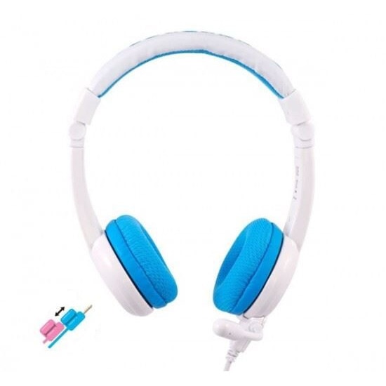 Casti cu fir pentru copii, BuddyPhones, 3.5 mm, 1.4 m, 32 Ohm, 20Hz-20kHz, Alb/Albastru