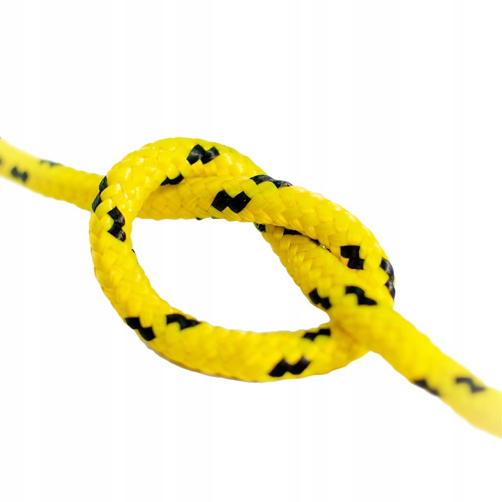 Vegyi és szerves anyagoknak ellenálló kötél, DQPP, polipropilén, 1415 daN, 12 mm x 50 m, sárga / fekete