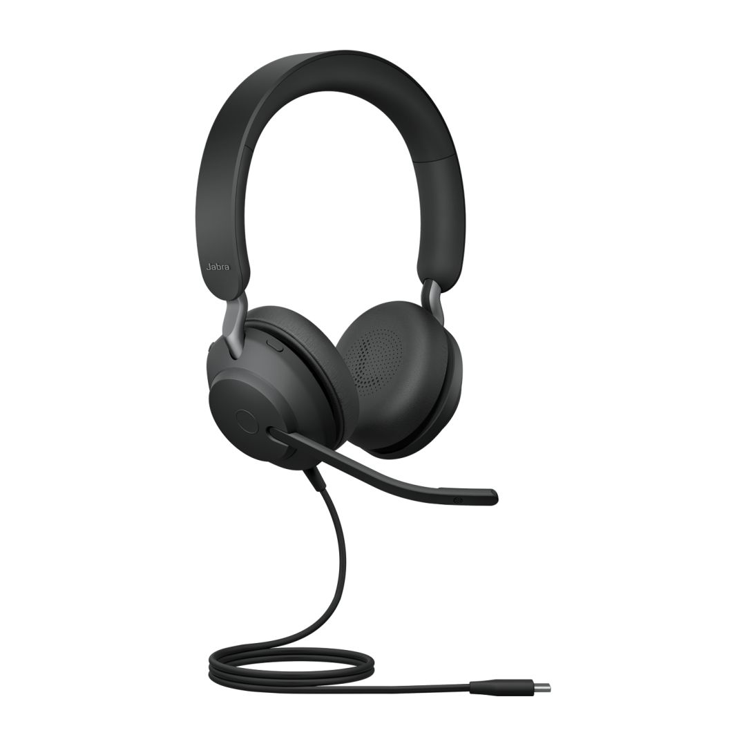 Casti cu fir, Jabra, Cu microfon, Negru