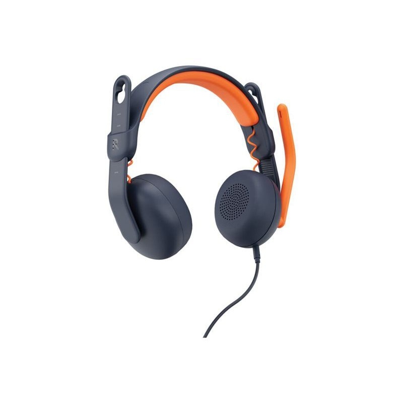Casti cu fir, Logitech, Cu microfon, Negru/Portocaliu