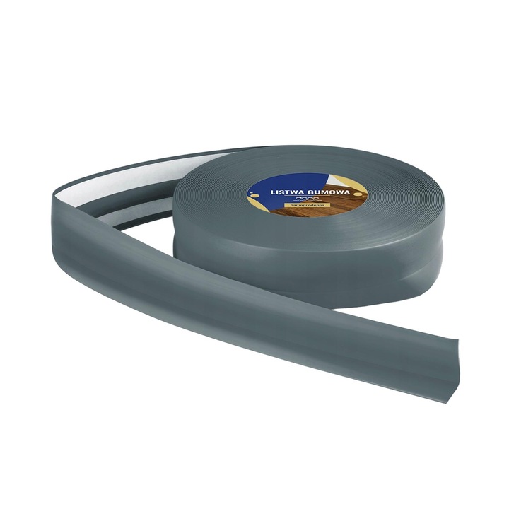 Plinta de cauciuc pentru podea, DQPP, PVC, 15m, Gri