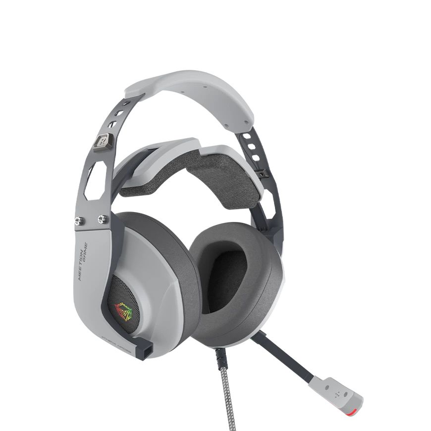 Casti gaming, Meetion, RGB, Cu microfon, USB, Alb/Gri