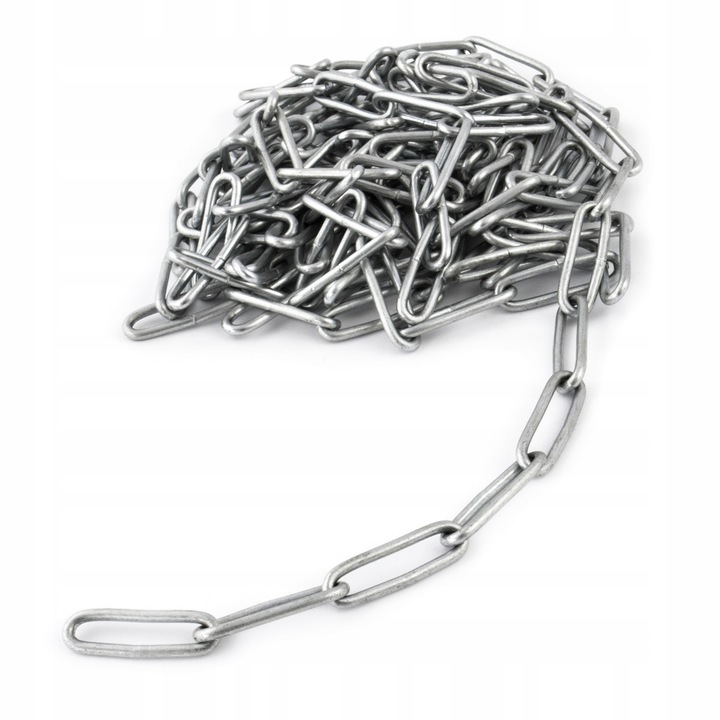 Lant cu zale lungi, DQ-PP, Otel, 3 mm x 20 m, Argintiu