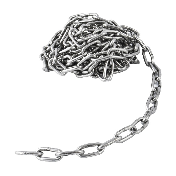 Поцинкована верига, DQPP, Стомана, 50 м, Сребро