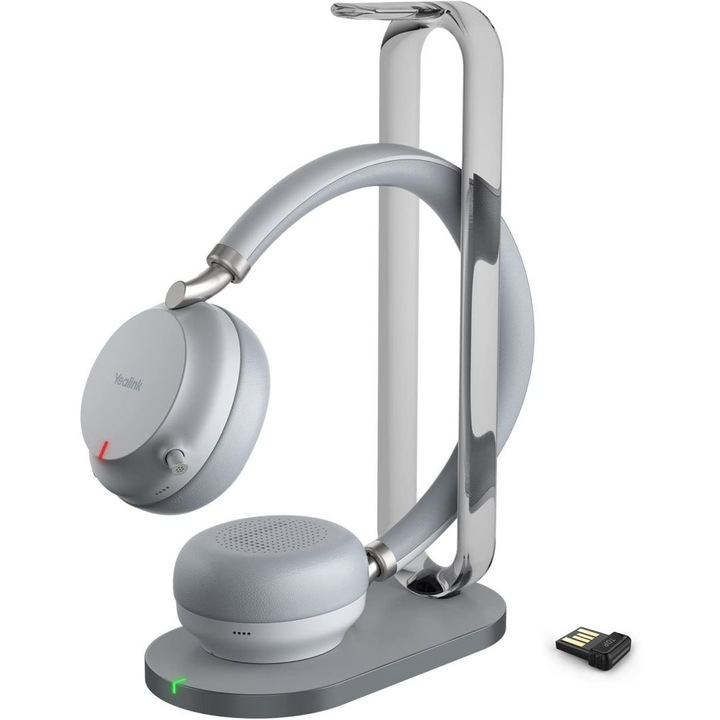 Casti bluetooth, Yealink, Cu microfon, Conectare USB, Gri