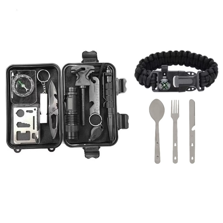 Set Camping Drumetie Supravietuire USG010, 16 in 1, multifunctional