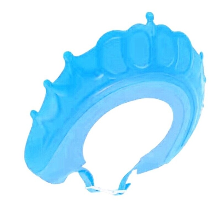 Protectie EDAR Pentru Ochi Si Urechi Impotriva Apei/Samponului, Model Coroana Reginei/Regelui, Pentru Baie, Pentru Copii/Bebelusi, Silicon/Plastic, Reglabila, Catarama, Albastru