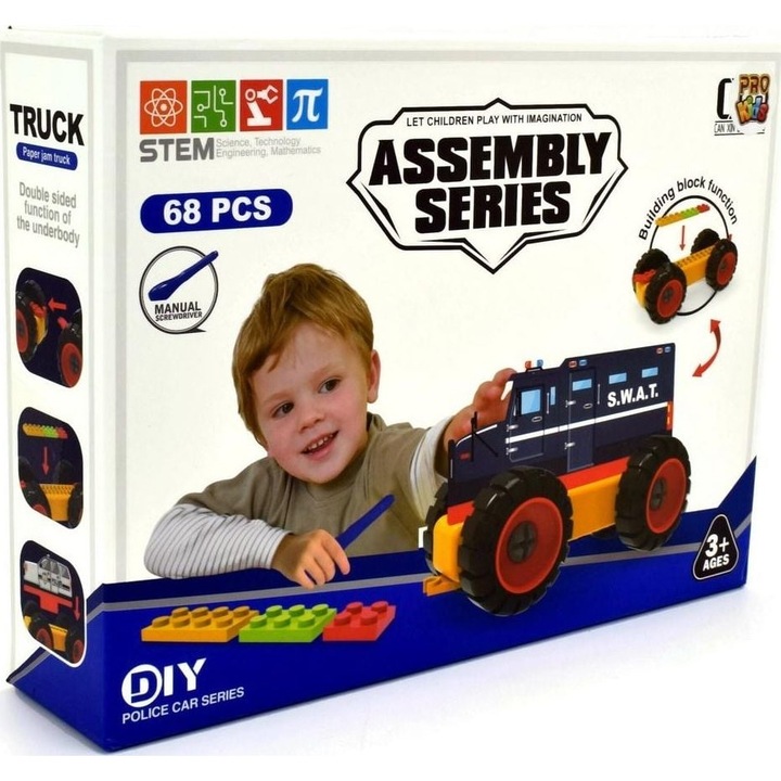 Pro Kids Teherautó építőkészlet, Műanyag, 68 db, 3+ év, Többszínű