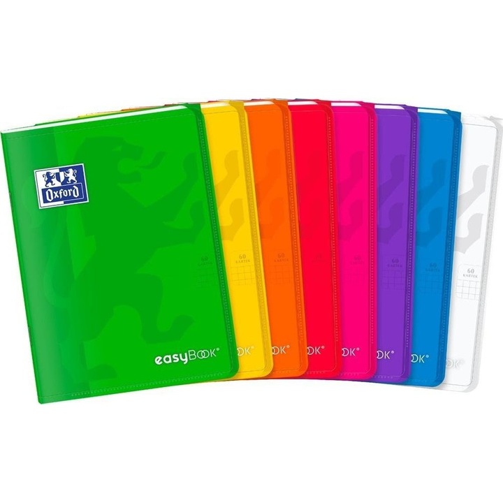 8 db A5-ös notebook készlet, Oxford, Easybook, polipropilén borító, 60 oldal, többszínű