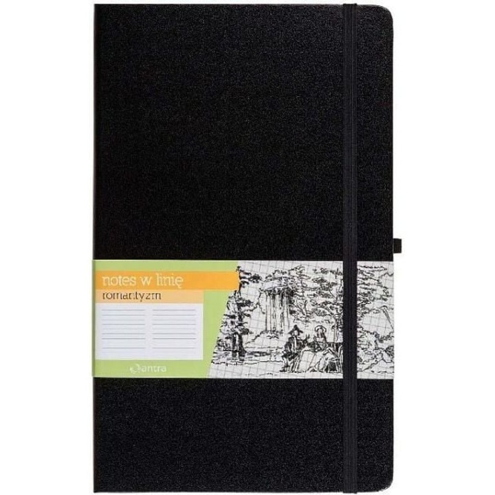 Agenda liniata, Antra, A6, 105 x 148 mm, Negru
