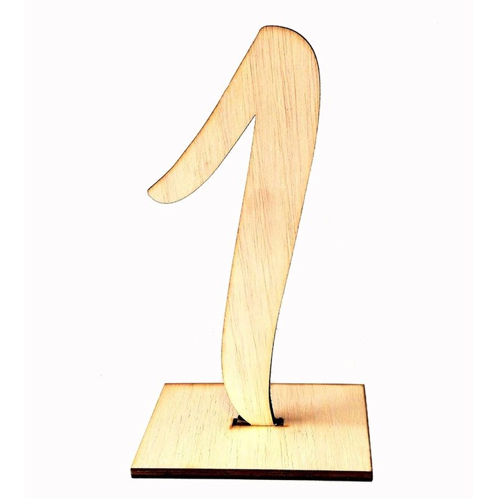 1-es számú díszítőelem, tartóval, natúr fa, 17 cm, Artemis Gift