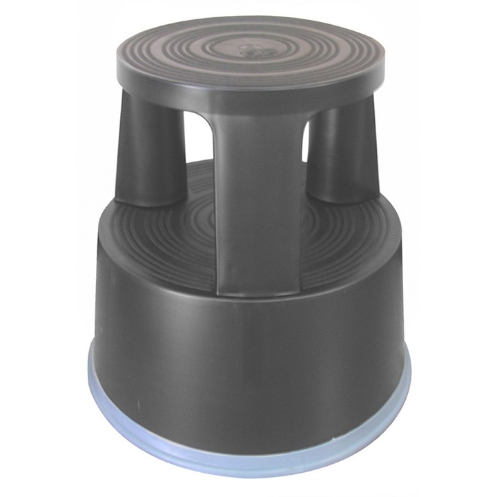 Műanyag zsámoly görgőkkel, magas polcokhoz, Q-connect - sötétszürke