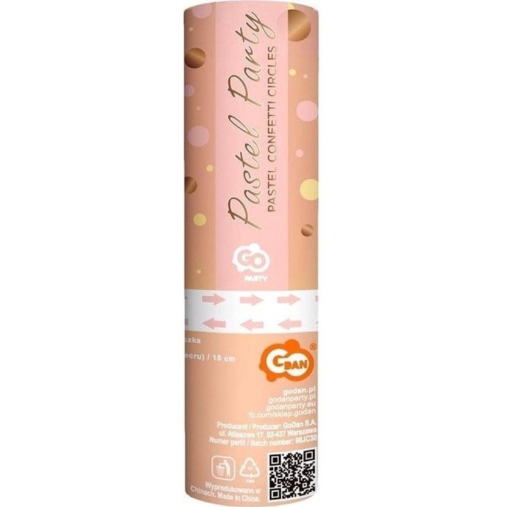 Konfetti, GoDan, 15 cm, rózsaszín/arany