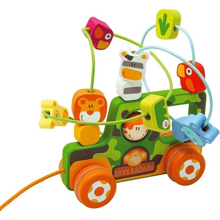 Interaktív gyerekjáték, Sevi, Fa, 1 év felett, 19,5 x 18 x 18 cm, Többszínű