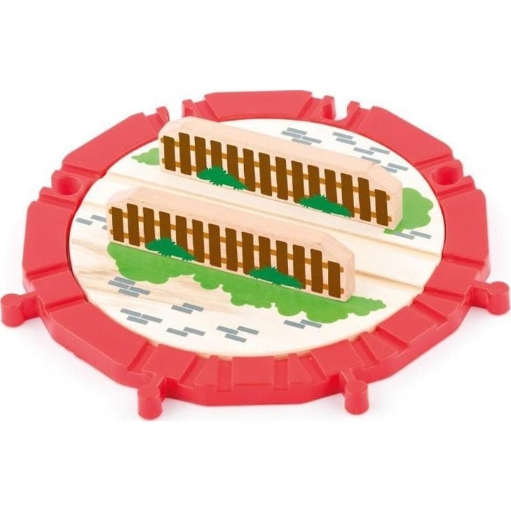 Placa turnanta din lemn pentru trenulete, Woody, 21,5cm, multicolor, 3+ ani