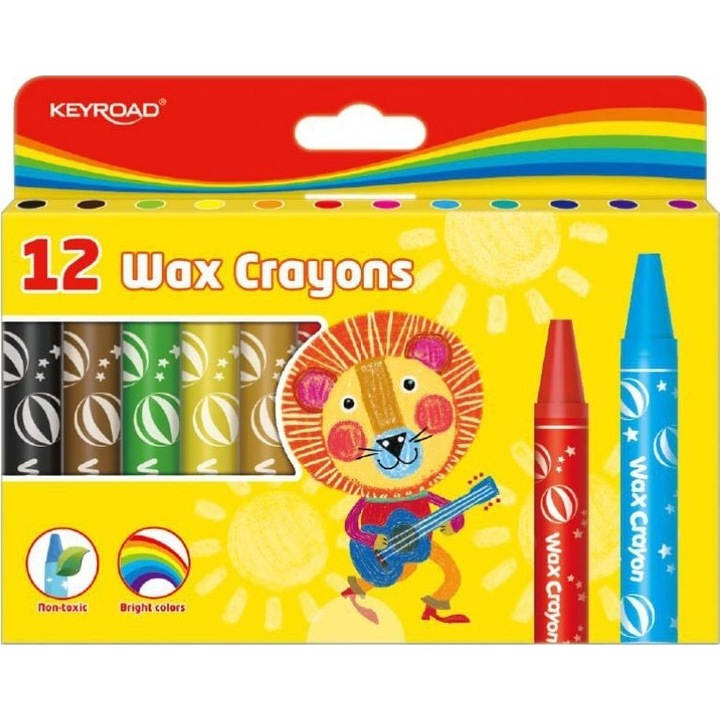 Creioane cu ceara, Keyroad, 12 buc, 14 mm, Multicolor