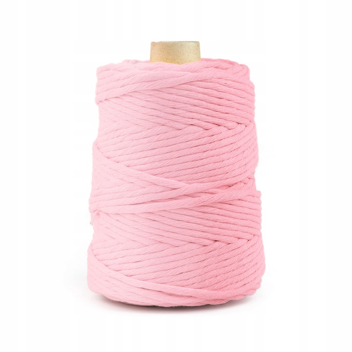 Текстилна прежда макраме, DQPP, памук, 3 мм х 200 м, розов