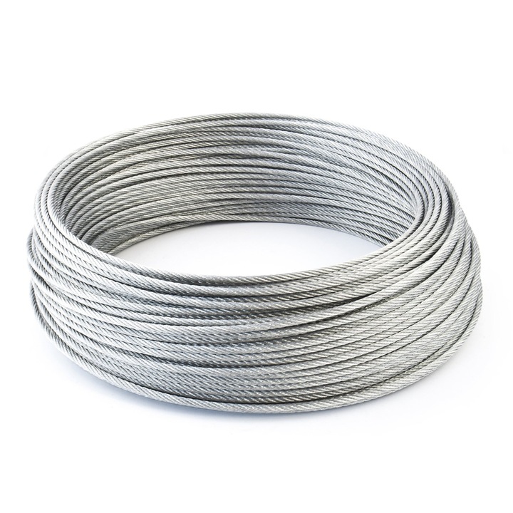 Horgonykábel, DQPP, horganyzott acél, 4 mm, 1 m, ezüst