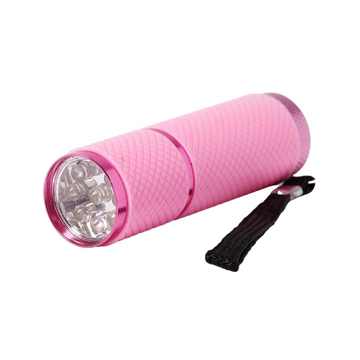Mini lampa UV, Sunmostar, Aluminiu, 91 x 27 x 27 mm, Roz