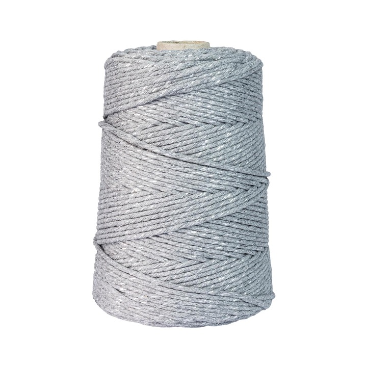 Textilszálas zsinór, DQPP, pamut, 3 mm, 200 m, szürke