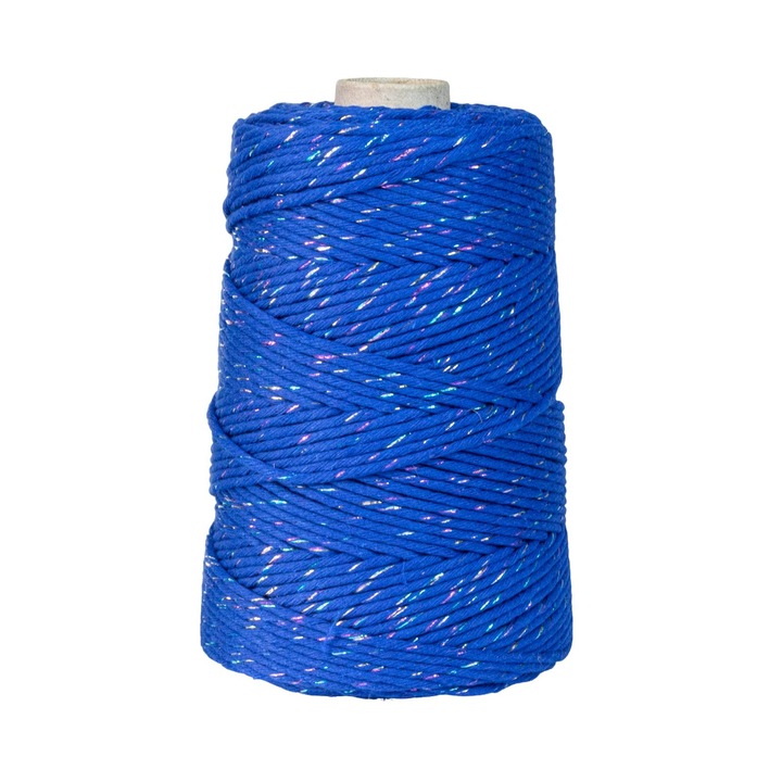 Текстилна корда за макраме, DQPP, Памук, 3 мм, 200 м, Синя